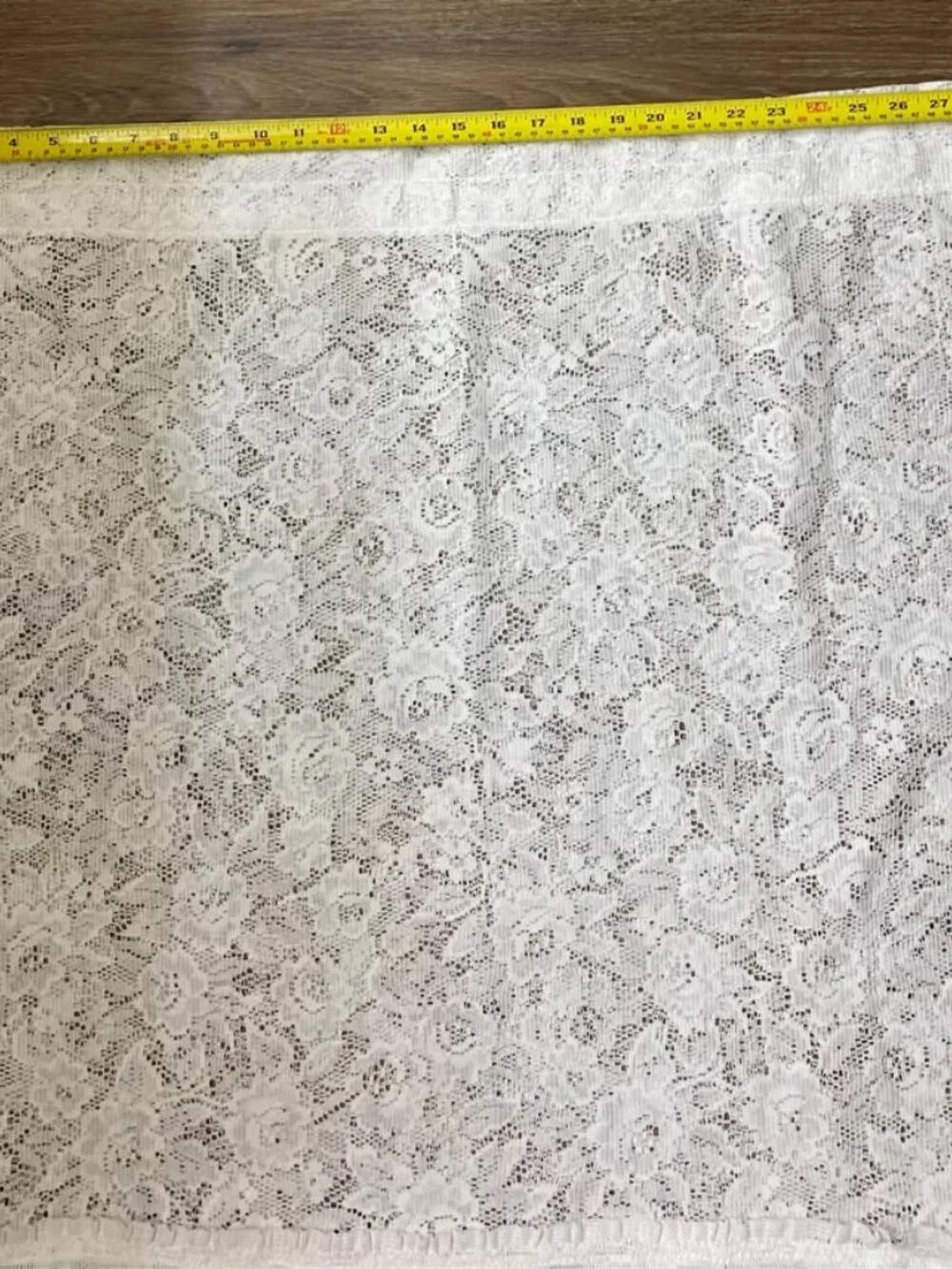 Set of 2 White Lace Rose Curtain Panels | Ruffled Trim | 30” x 34” | Elegant